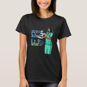 Zwarte verpleegstersuniform voor vrouwen Afro Afri T-shirt