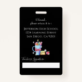 Zwarte Verticale Foto ID Educator Badge (Achterkant)