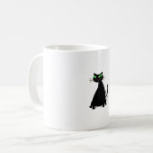 Zwarte vetkat met groene ogen koffiemok (Voorkant links)