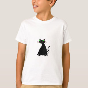 Zwarte vetkat met groene ogen t-shirt