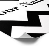 Zwarte Vette Chevron met monogram Poster (Hoek)