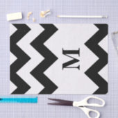 Zwarte Vette Chevron met monogram Tissuepapier (Craft)