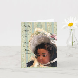 Zwarte Victoriaanse antieke poppenkaart voor mama Kaart