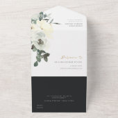 ZWARTE VIERENDE WITTE WATERVERF BUNCH WEDING ALL IN ONE UITNODIGING (Buitenkant)