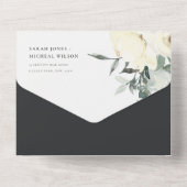 ZWARTE VIERENDE WITTE WATERVERF BUNCH WEDING ALL IN ONE UITNODIGING (Achterkant)