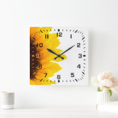Zwarte vierkante nummers / Geel en bruine zonneblo Klok (Huis)