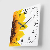 Zwarte vierkante nummers / Geel en bruine zonneblo Klok (Hoek)