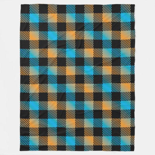 Zwarte vierkantjes fleece deken (Voorkant)