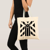 Zwarte vierzijdige strepen op wit met monogram tote bag (Voorkant (product))