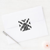 Zwarte vierzijdige strepen op wit met monogram vierkante sticker (Envelop)