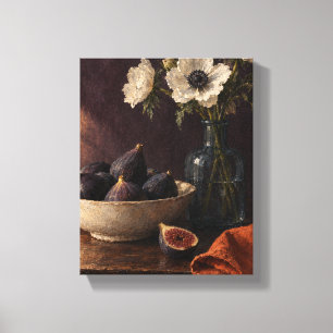 Zwarte Vijgen en Roomkleurige Anemonen - Somber St Canvas Afdruk