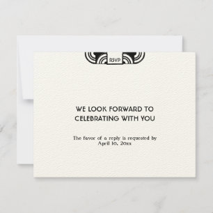Zwarte vilt deco bruiloft inclusief RSVP reactie Kaartje