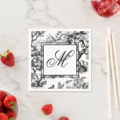 Zwarte Vintage Chinoiserie Monogram Servet (Insitu)
