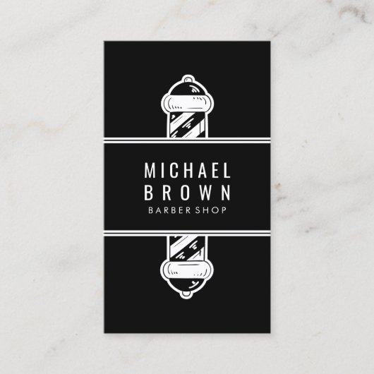 Zwarte vintage herenkapper visitekaartje (Voorkant)
