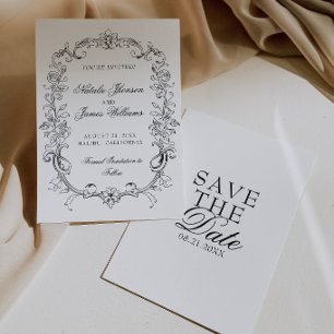 Zwarte Vintage Hoge Klaters Trouwfeest Save The Date