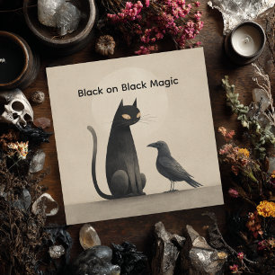Zwarte Vintage Kat Kraai Griezelige Halloween Goti Feestdagenkaart