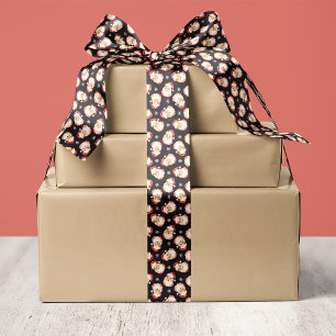 Zwarte Vintage Retro Kerstman Kerstmis Lint
