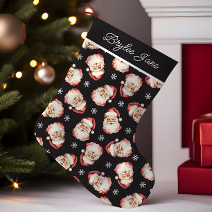 Zwarte Vintage Retro Kerstman Persoonlijk Kleine Kerstsok