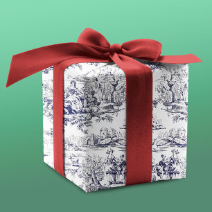 Zwarte Vintage Toile De Jouy Bloemmotief Cadeaupapier