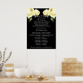 Zwarte vintage trouwceremonieprogramma's met gele  poster (Keuken)