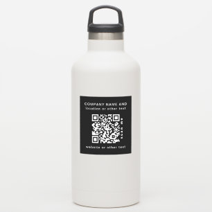 Zwarte vinylvierkant Business QR-code Water Fles S Sticker