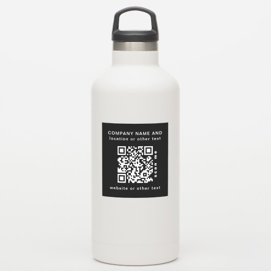 Zwarte vinylvierkant Business QR-code Water Fles S Sticker (Waterfles)