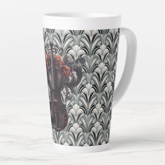 Zwarte viool in Art Deco GMajor Ceramic Latte Mok (Rechterhoek)