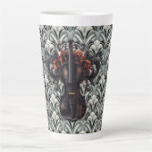 Zwarte viool in Art Deco GMajor Ceramic Latte Mok (Voorkant)