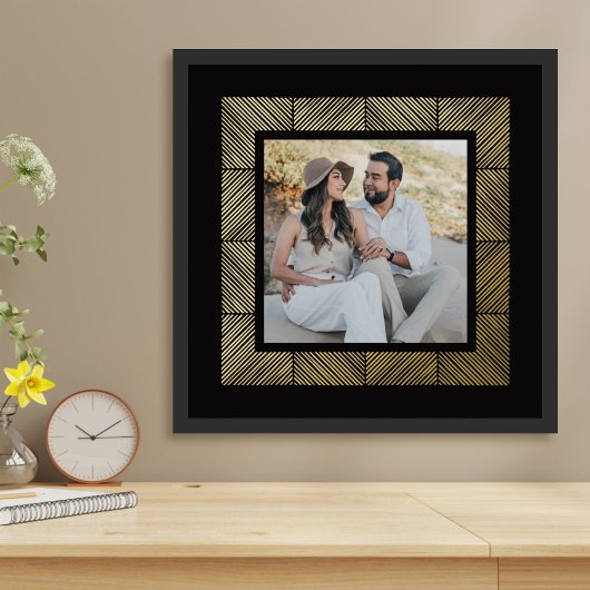 Zwarte visgraat Custom Foto Folie Art Print