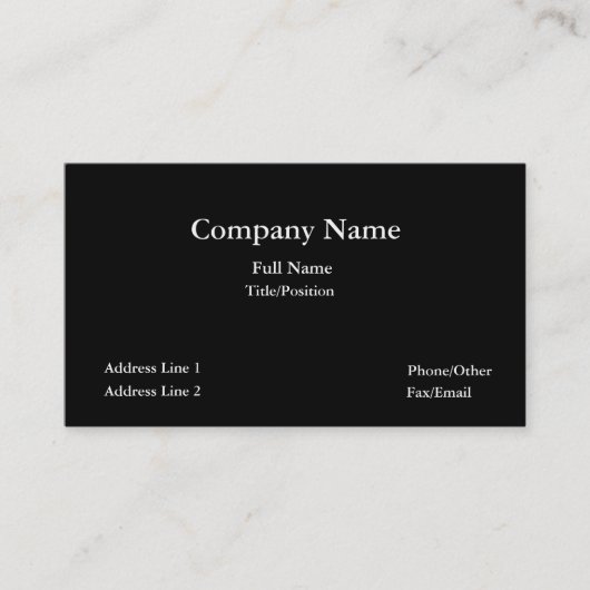 Zwarte visitekaartje zonder platte plaat (Voorkant)