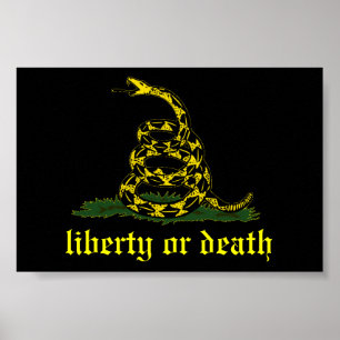 zwarte vlag van Gadsden over vrijheid of dood Poster