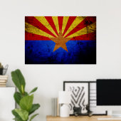 Zwarte vlag van Grunge Arizona Poster (Thuiskantoor)