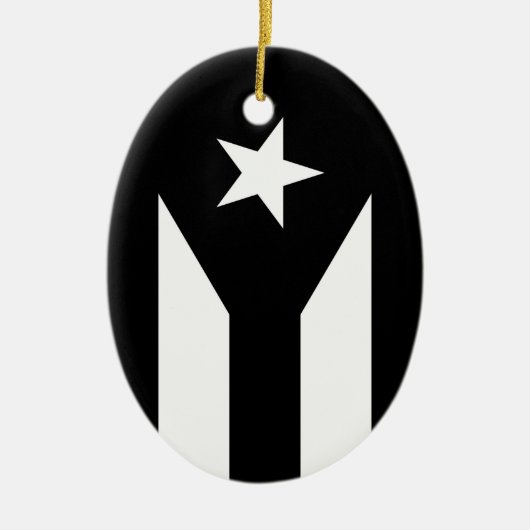 Zwarte vlag van Puerto Rico Keramisch Ornament (Voorkant)