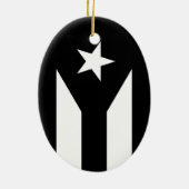 Zwarte vlag van Puerto Rico Keramisch Ornament (Achterkant)
