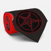 Zwarte vlam (Rode Baphomet) Stropdas (Opgerold)