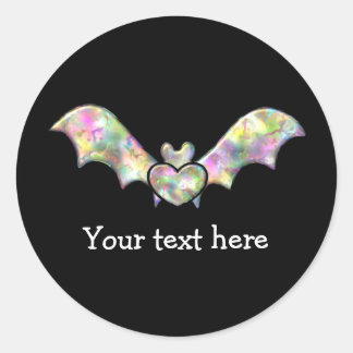 Zwarte vleermuis en hart gepersonaliseerde Hallowe Ronde Sticker
