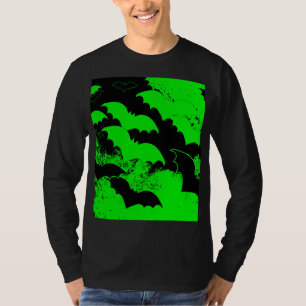 Zwarte vleermuizen in het vlieggroen t-shirt