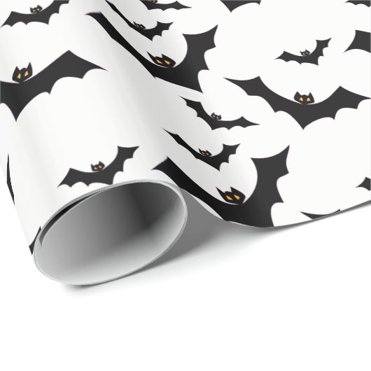 Zwarte vlekken vliegen op witte achtergrond cadeaupapier (Rol Hoek)