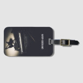 Zwarte vleugel bagagelabel (Voorkant (horizontaal))