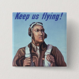 Zwarte vliegeniers: Amerikaanse WO2 militaire geve Vierkante Button 5,1 Cm