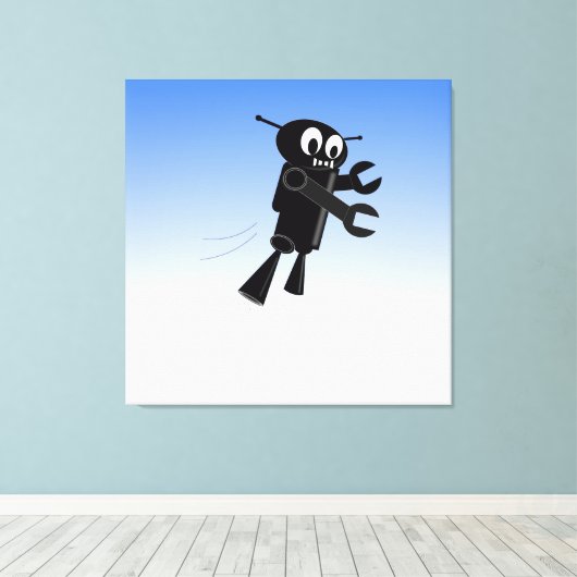 Zwarte vliegrobot canvas afdruk (Insitu (Houten vloer))