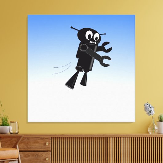 Zwarte vliegrobot canvas afdruk (Insitu (Woonkamer))