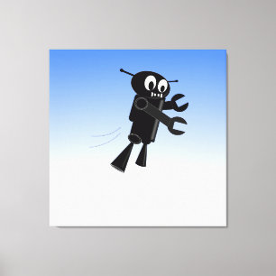 Zwarte vliegrobot canvas afdruk