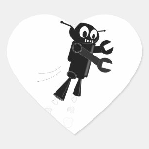 Zwarte vliegrobot hart sticker