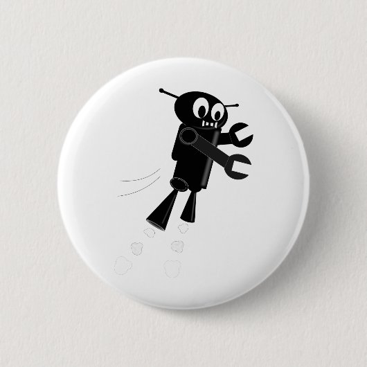 Zwarte vliegrobot ronde button 5,7 cm (Voorkant)