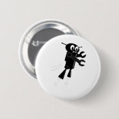 Zwarte vliegrobot ronde button 5,7 cm (Voorkant /achterkant)