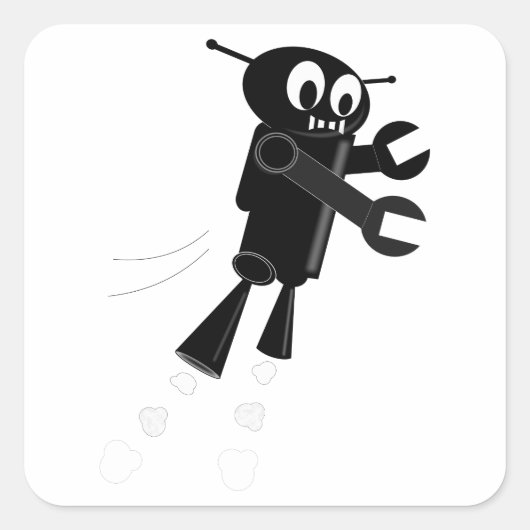 Zwarte vliegrobot vierkante sticker (Voorkant)