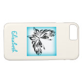 Zwarte vlinder met blauwe rand, speciaal aangepast Case-Mate iPhone case (Achterkant (Horizontaal))