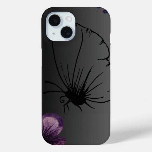 Zwarte vlinder Paarse bloembloem Case-Mate iPhone Case (Achterkant)