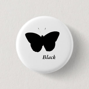 Zwarte vlinder ronde button 3,2 cm
